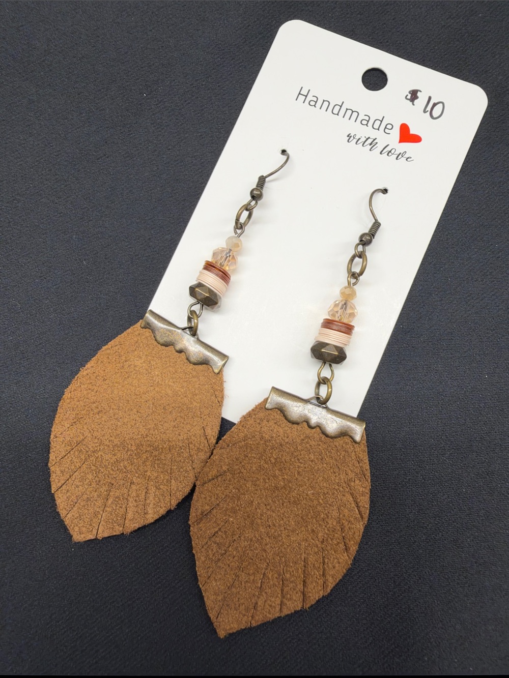 NEW Handmade Brown Suede Earrings
